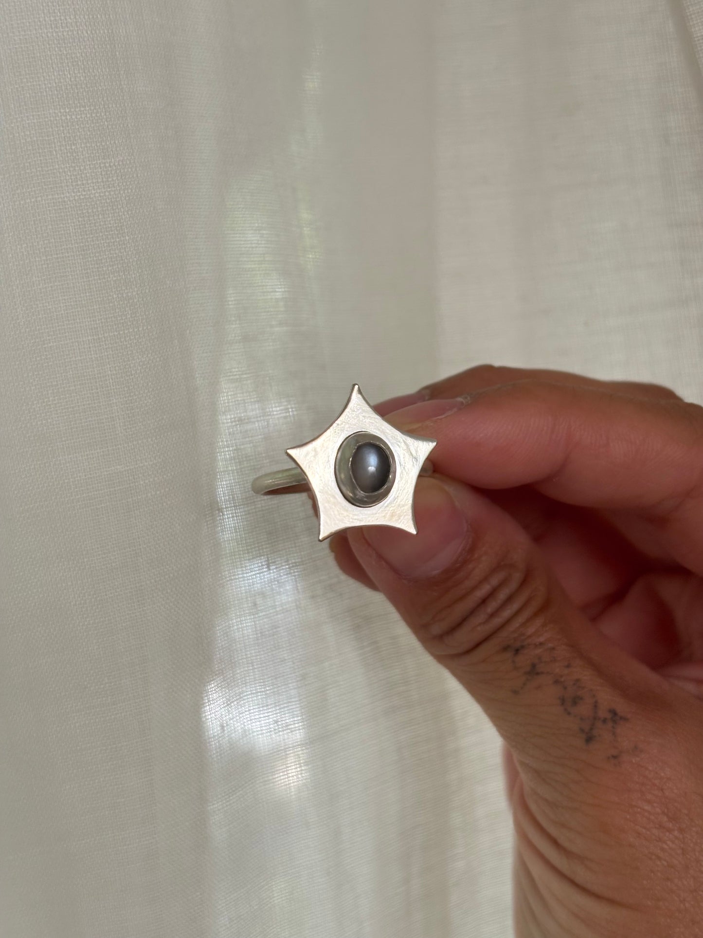 Gray Moonstone Star Ring