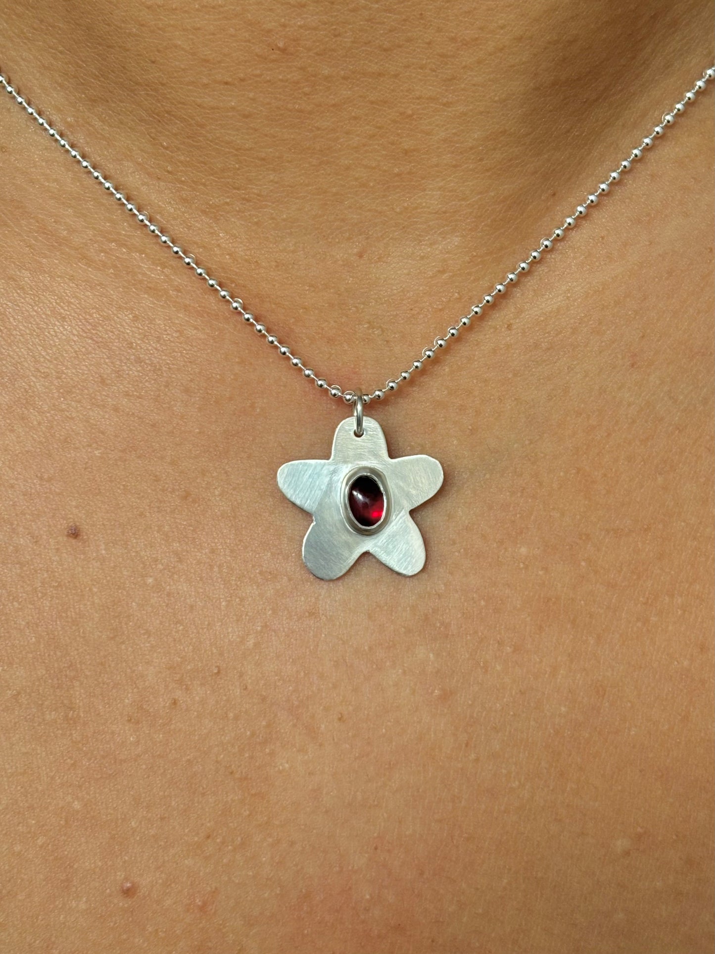 Garnet Flower Necklace