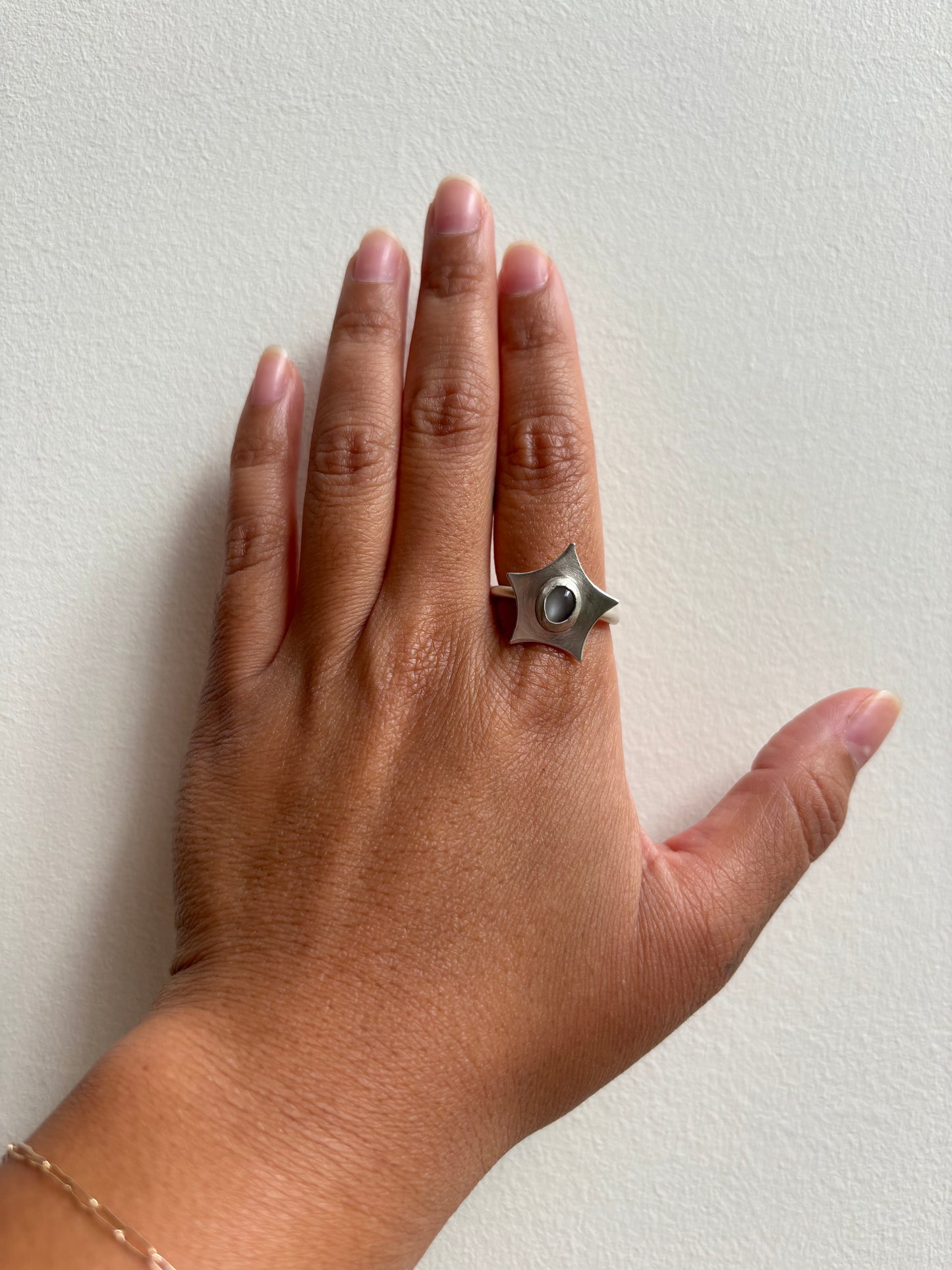 Gray Moonstone Star Ring