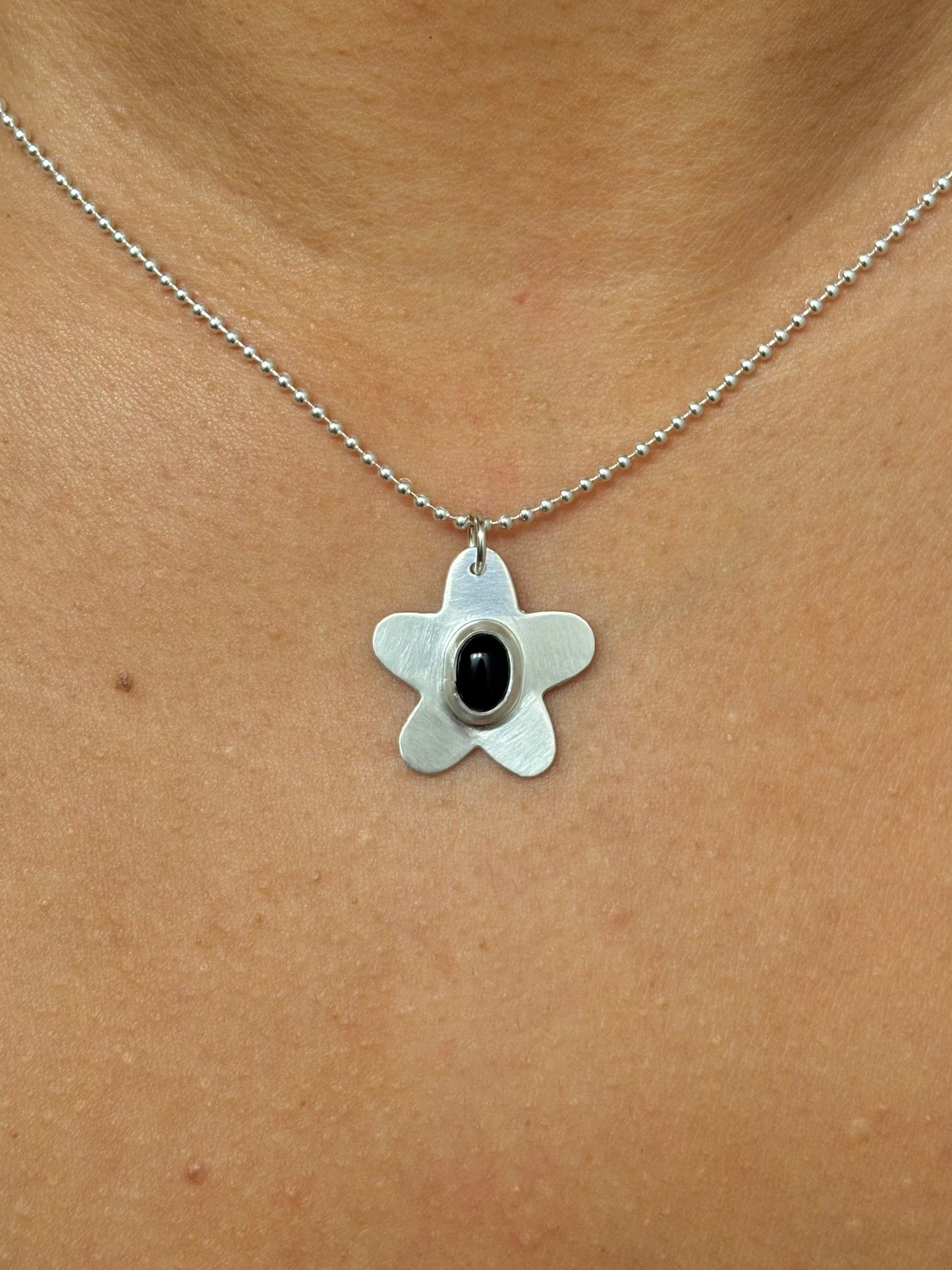 Onyx Flower Necklace
