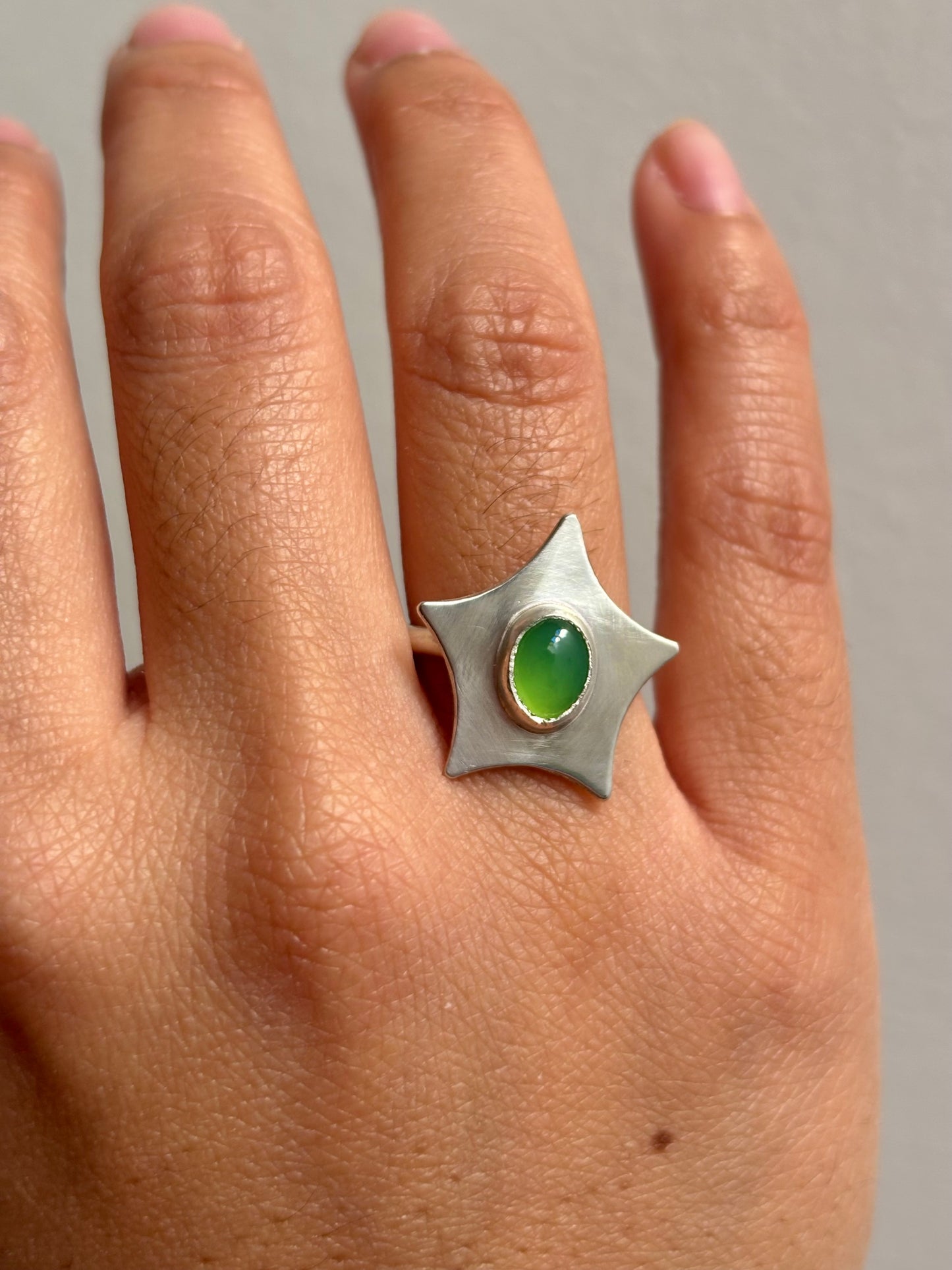 Chrysoprase Star Ring