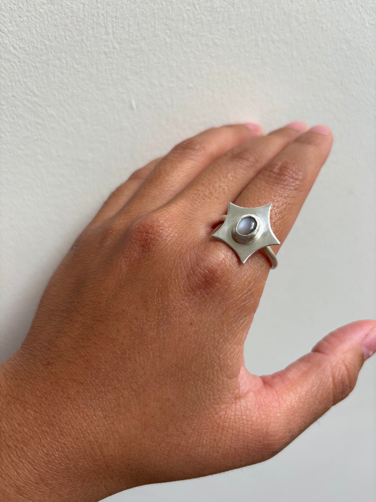 Gray Moonstone Star Ring