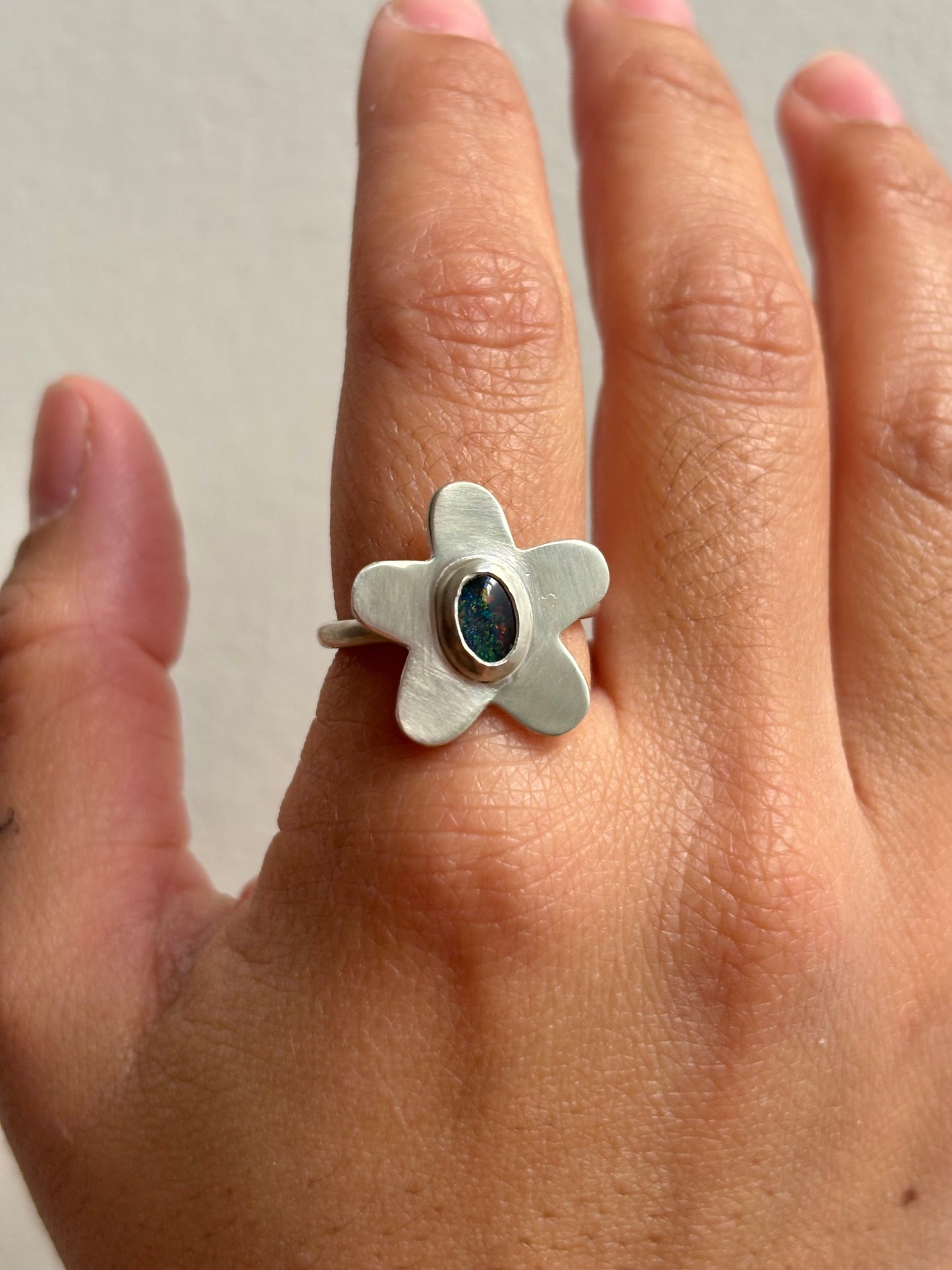 Australian Opal Flower Ring