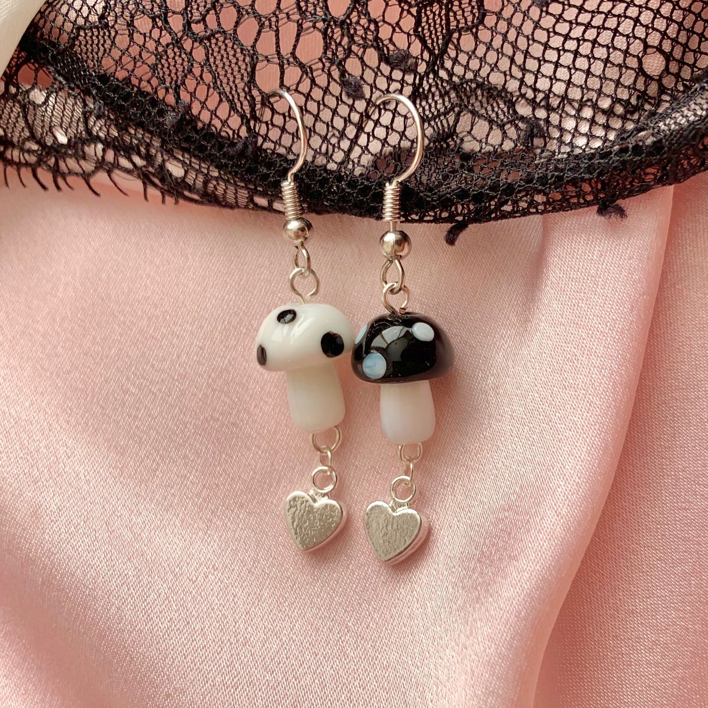 Black and White Mushroom Hearts