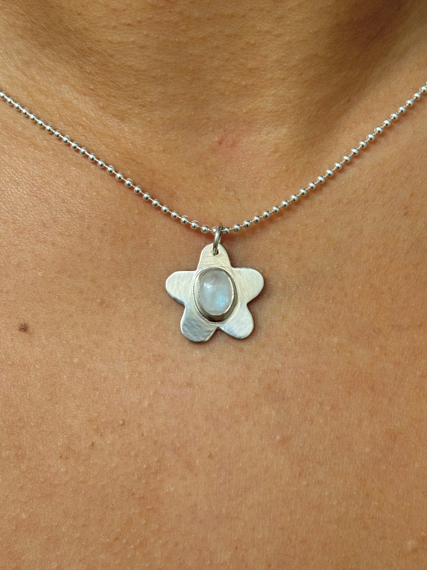 Moonstone Flower Necklace
