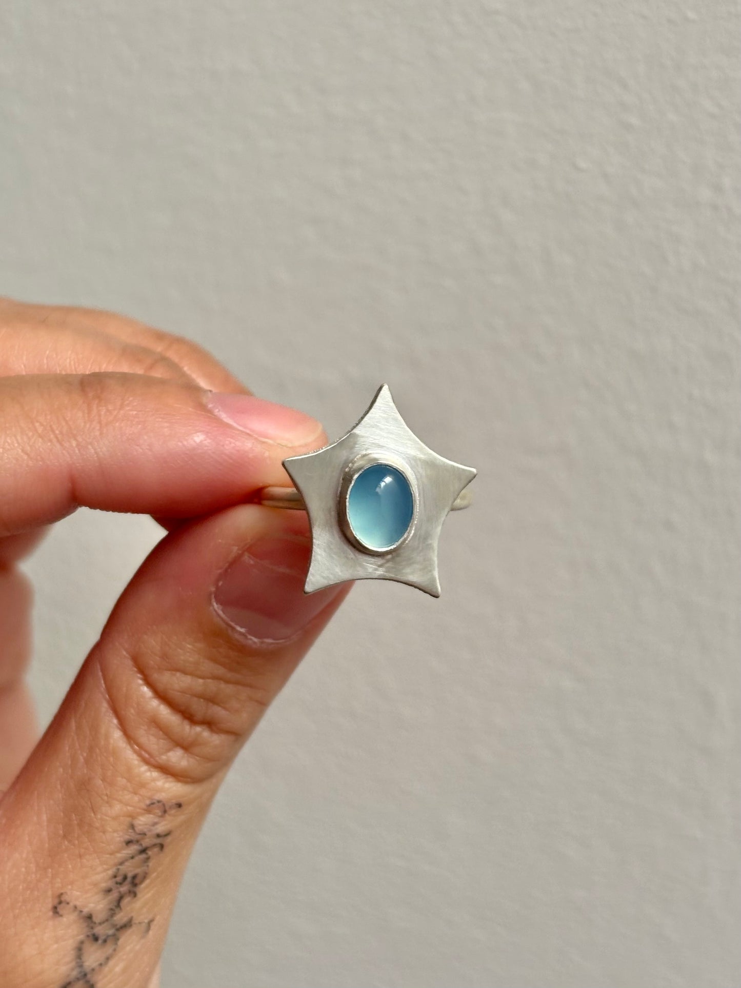 Blue Chalcedony Star Ring