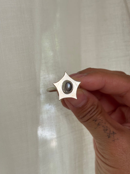Gray Moonstone Star Ring