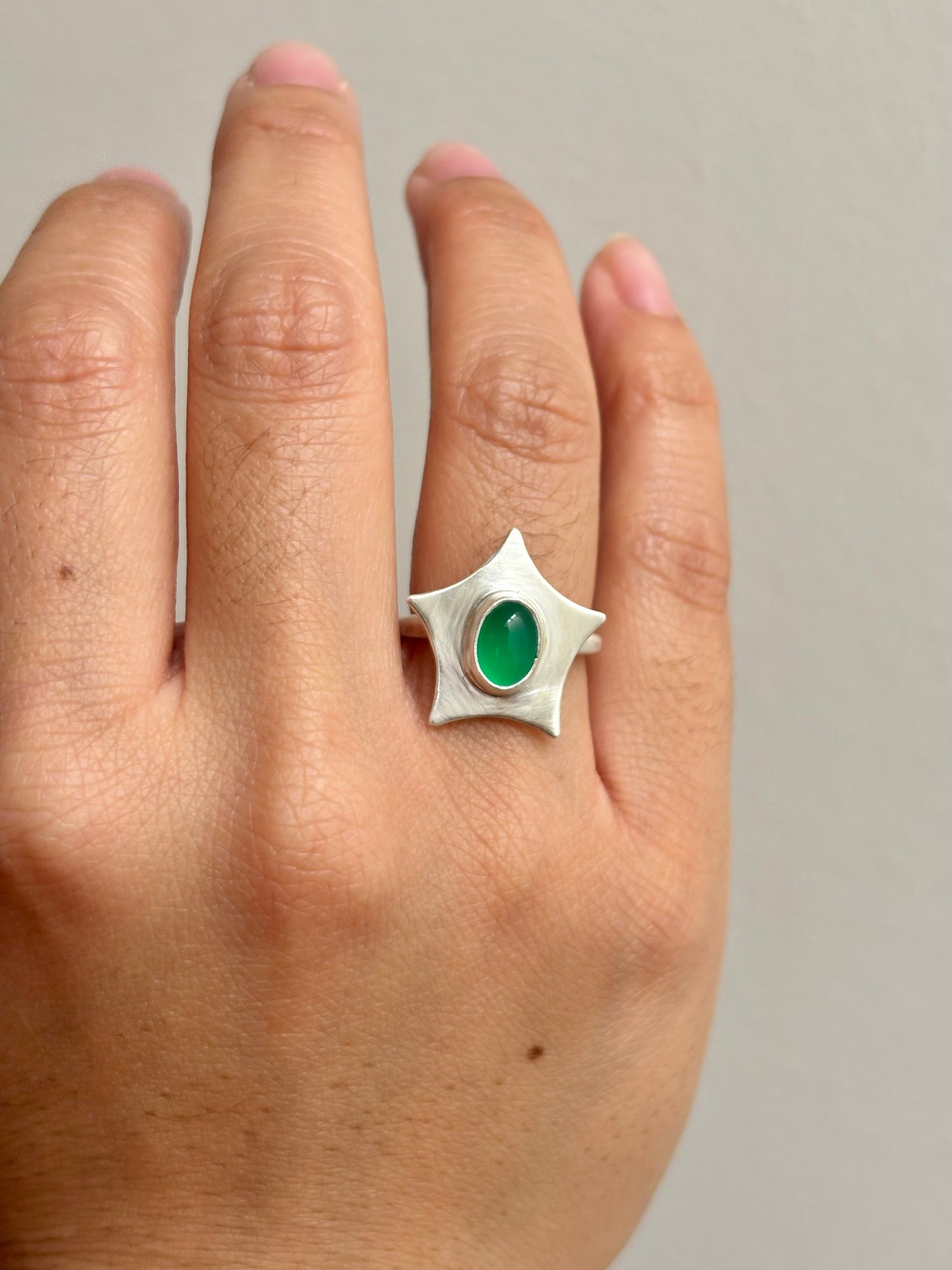 Green Onyx Star Ring