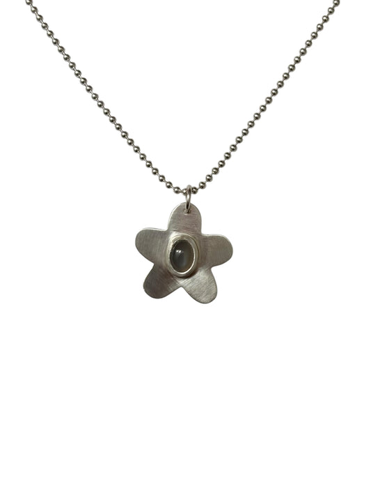 Gray Moonstone Flower Necklace