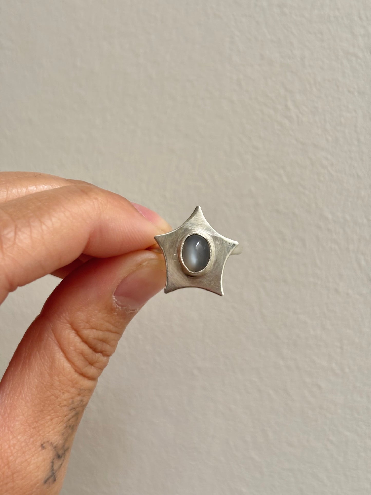 Gray Moonstone Star Ring