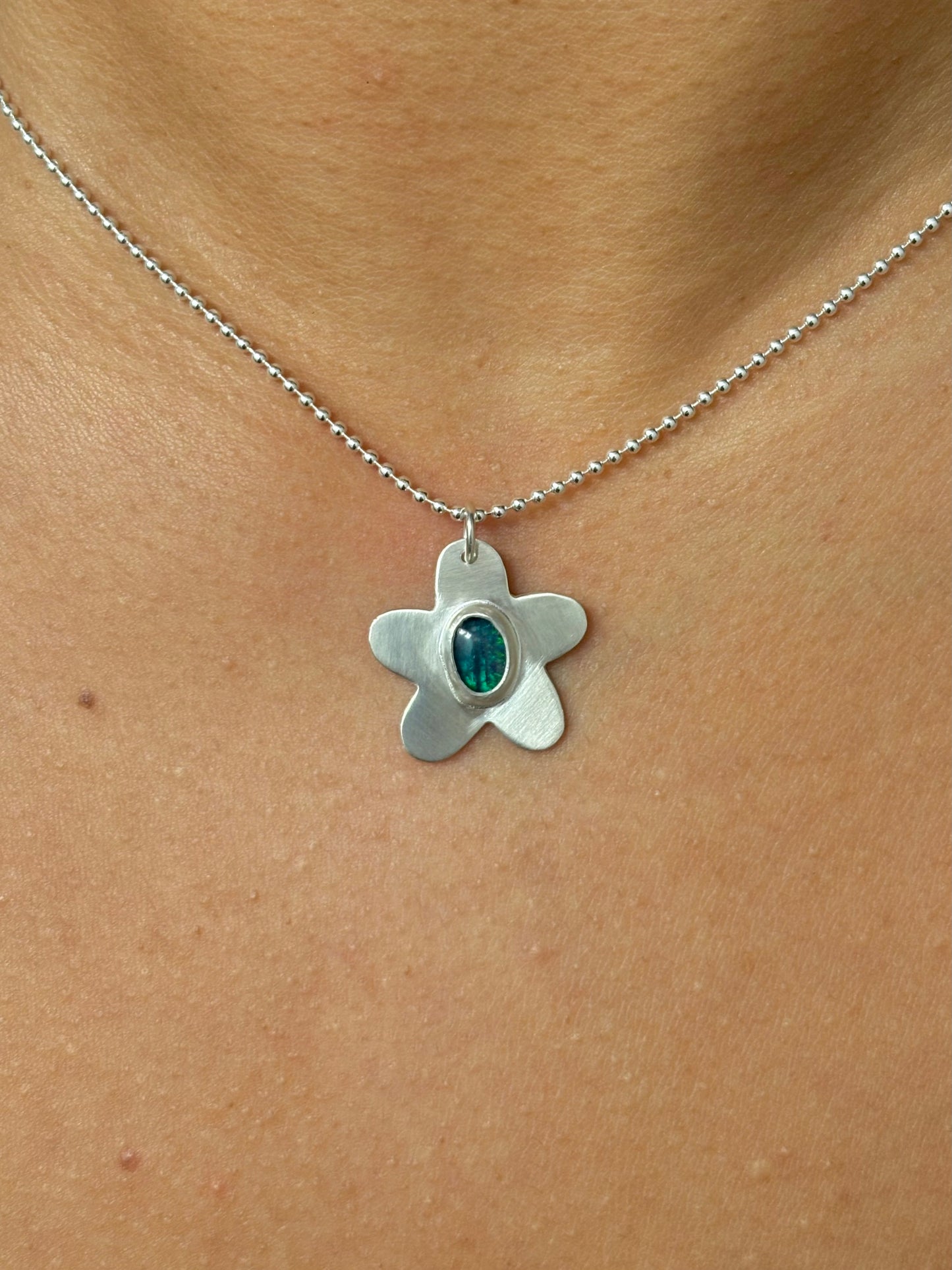 Australian Opal Flower Necklace