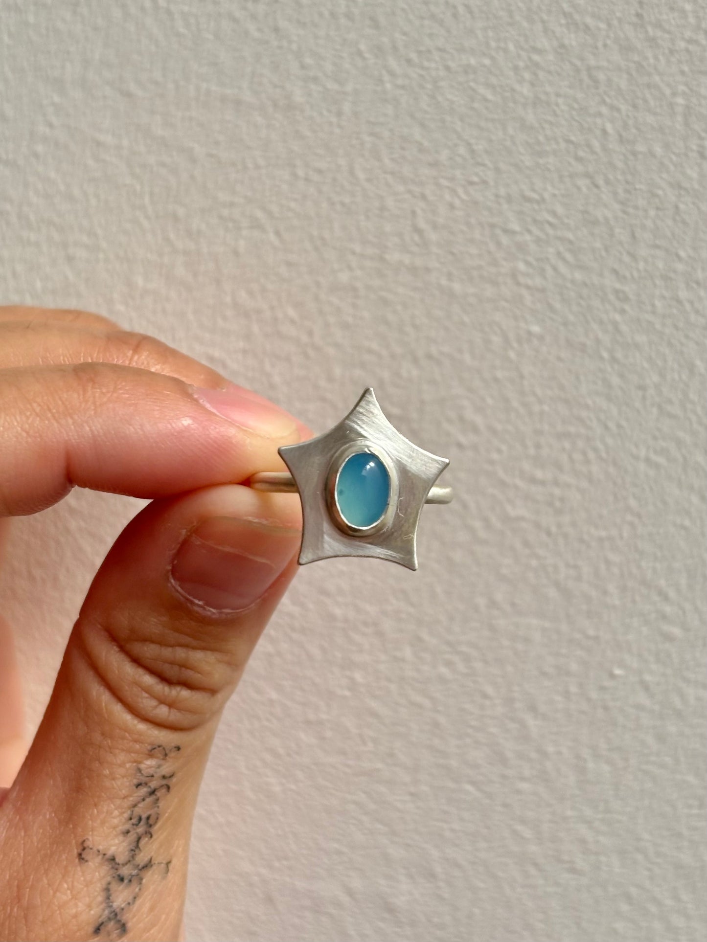 Blue Chalcedony Star Ring