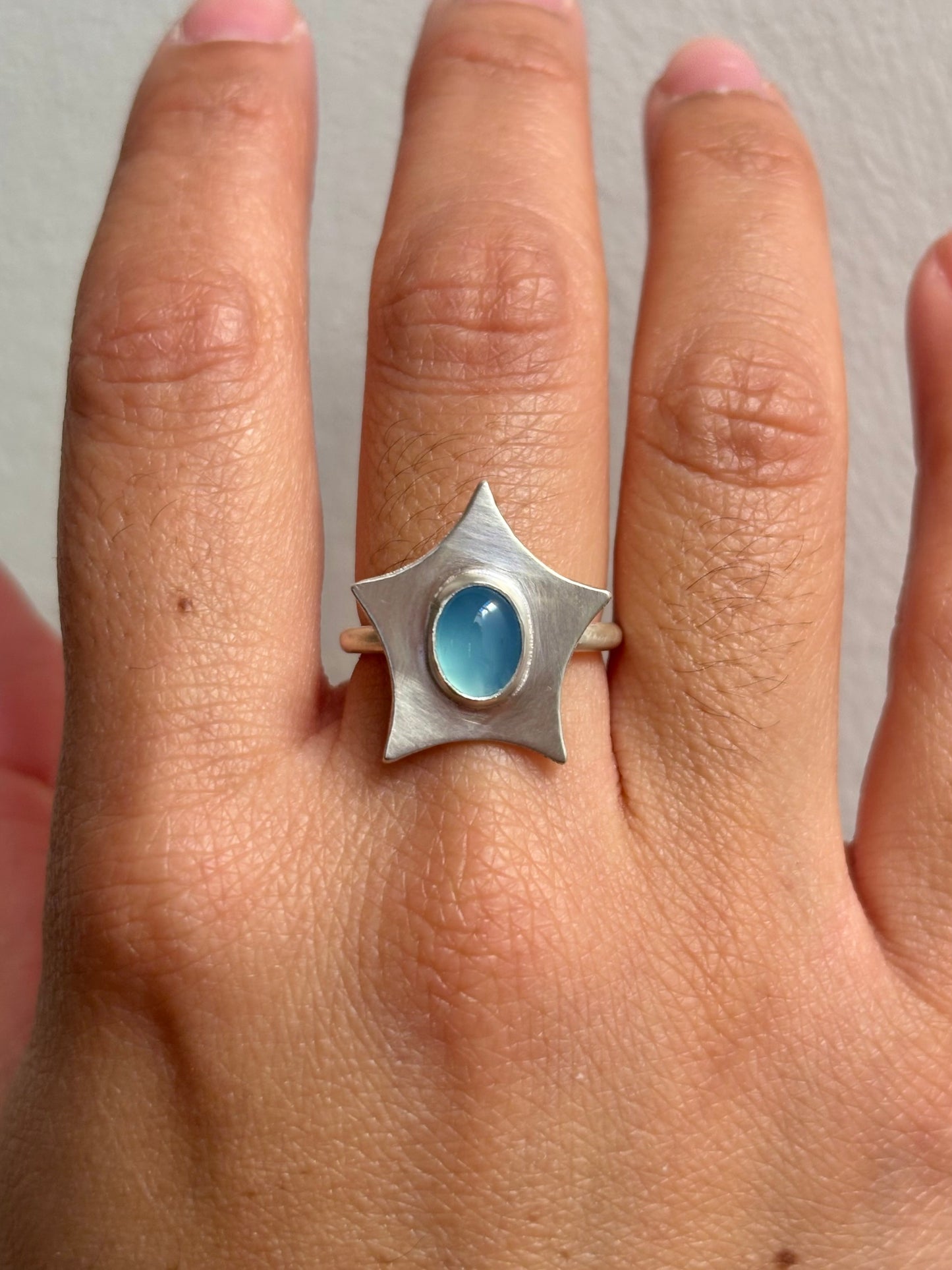 Blue Chalcedony Star Ring
