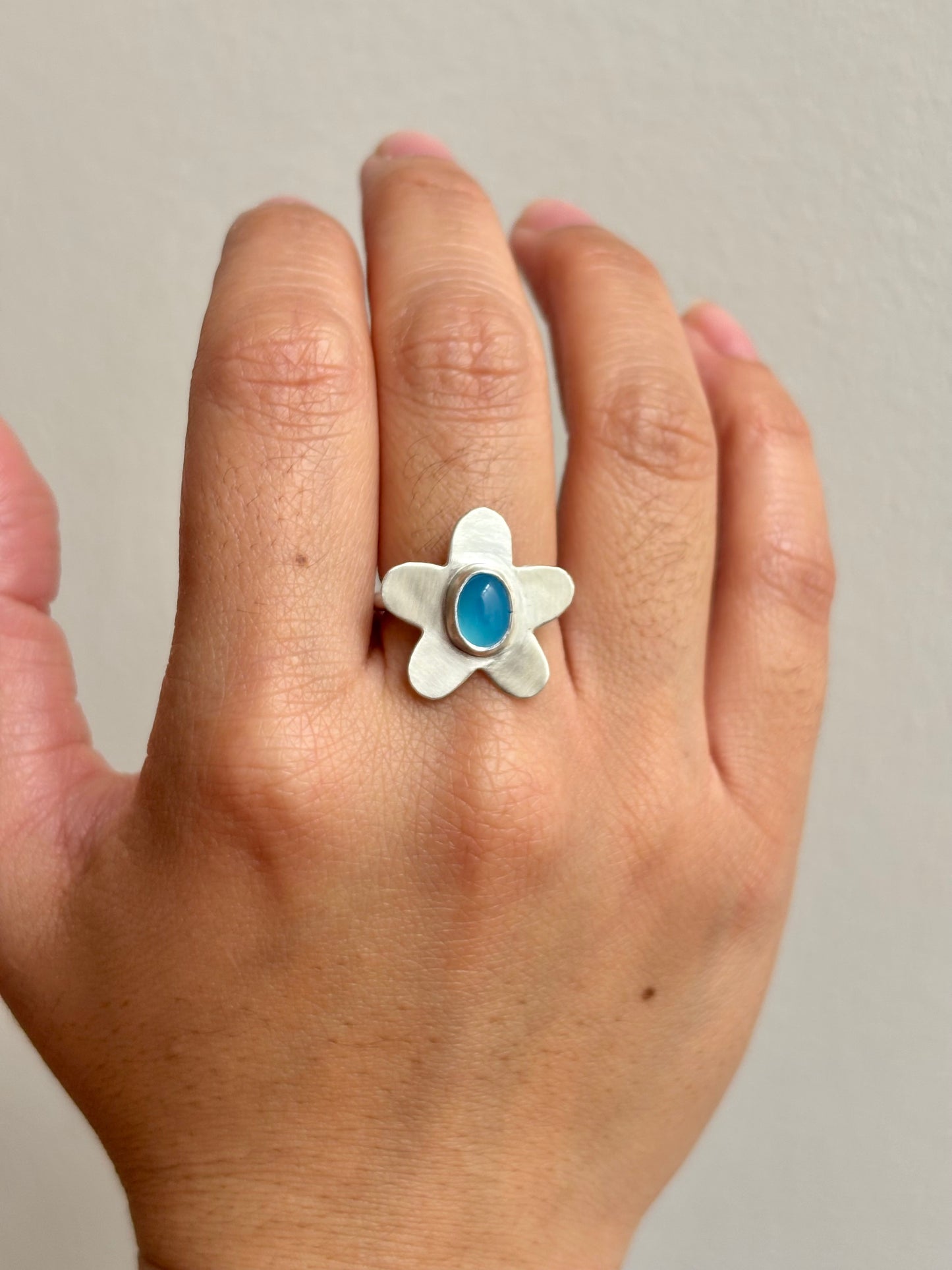 Chalcedony Flower Ring