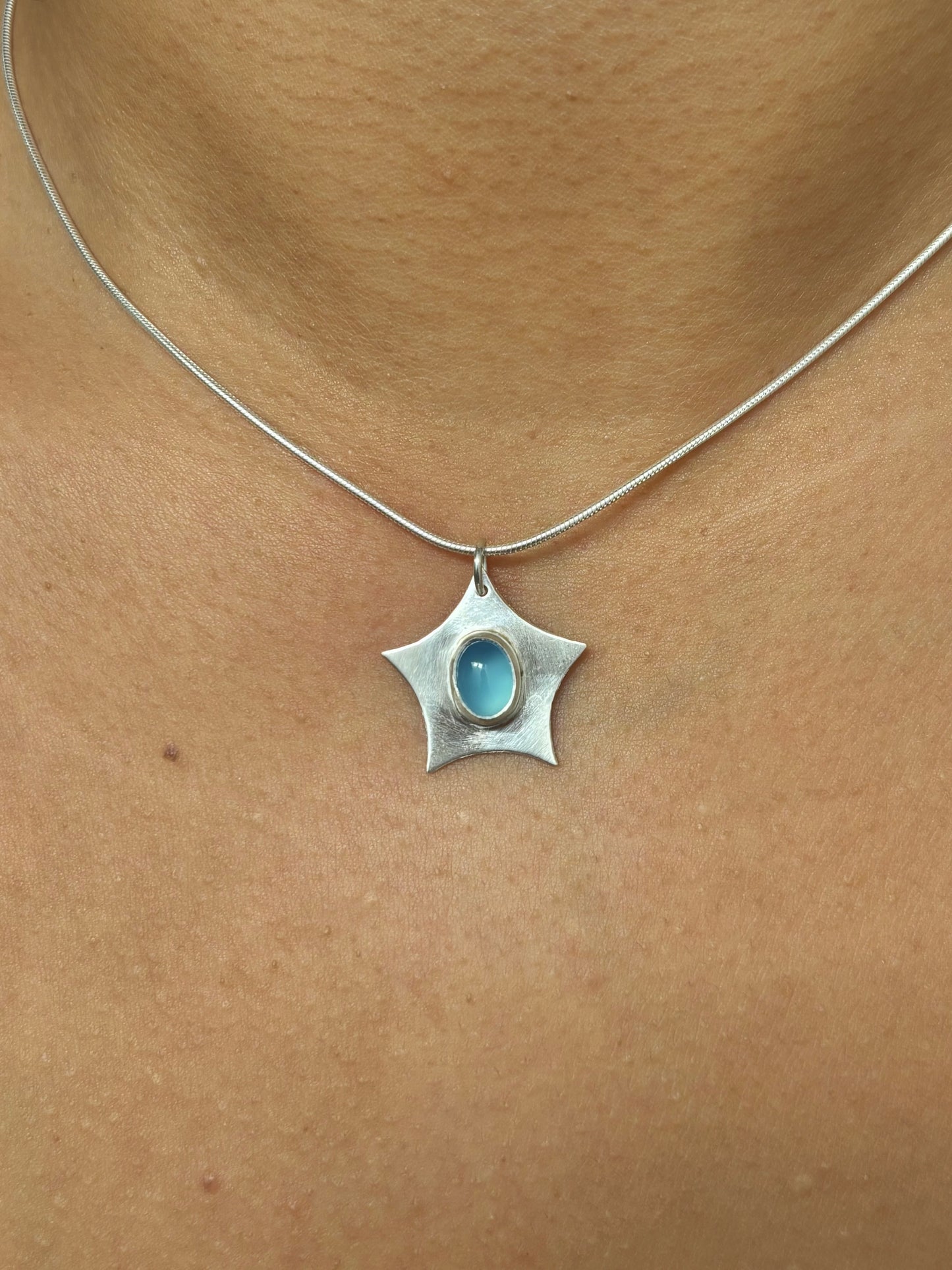 Blue Chalcedony Star Necklace