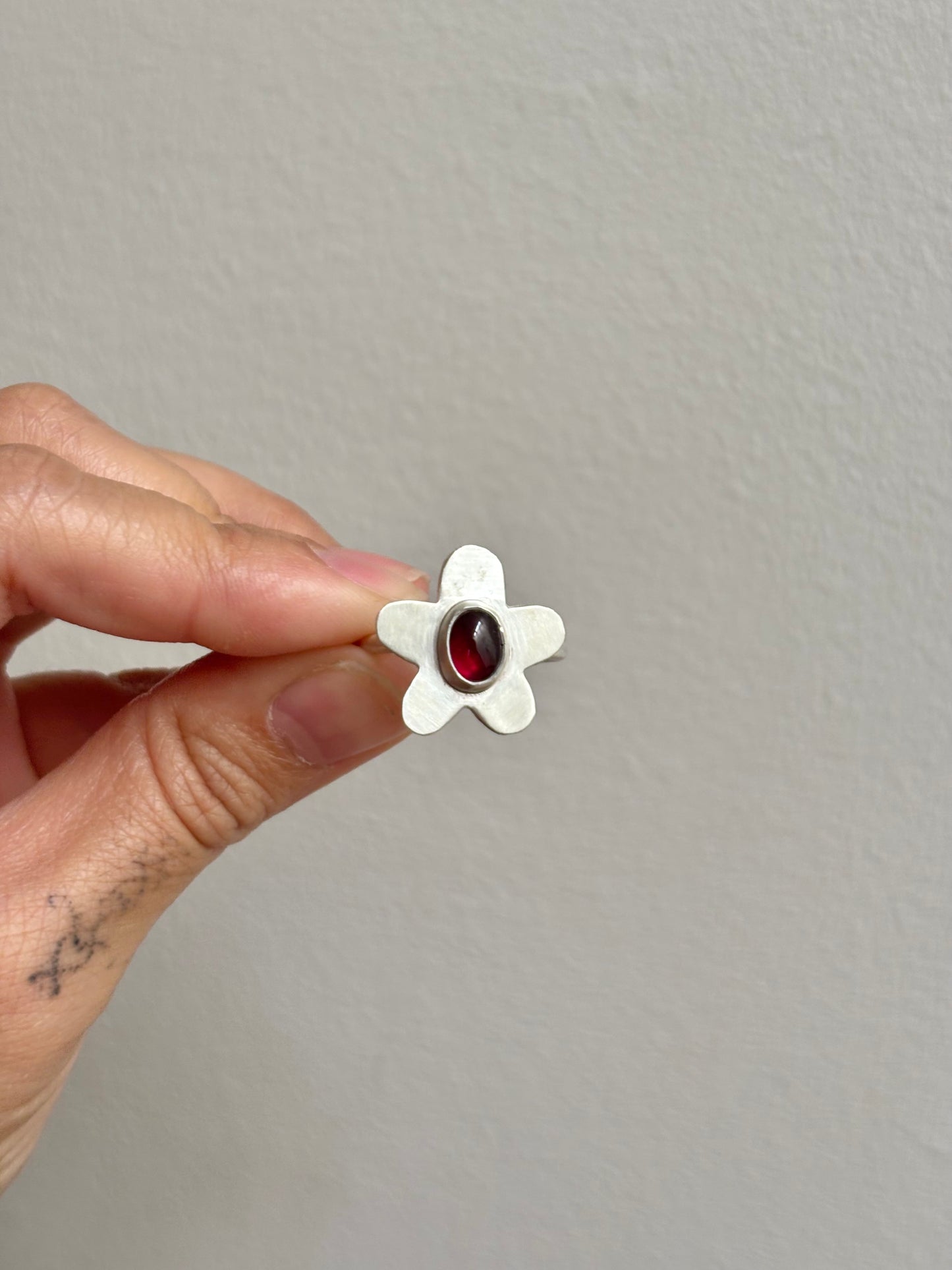 Garnet Flower Ring