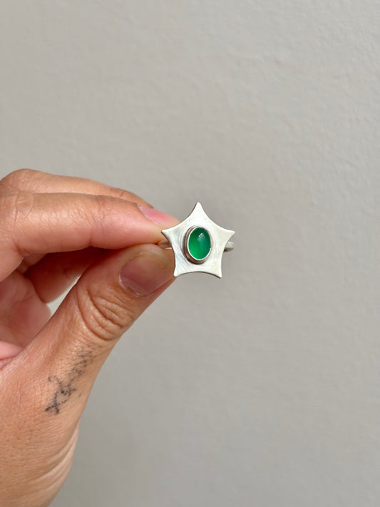 Green Onyx Star Ring