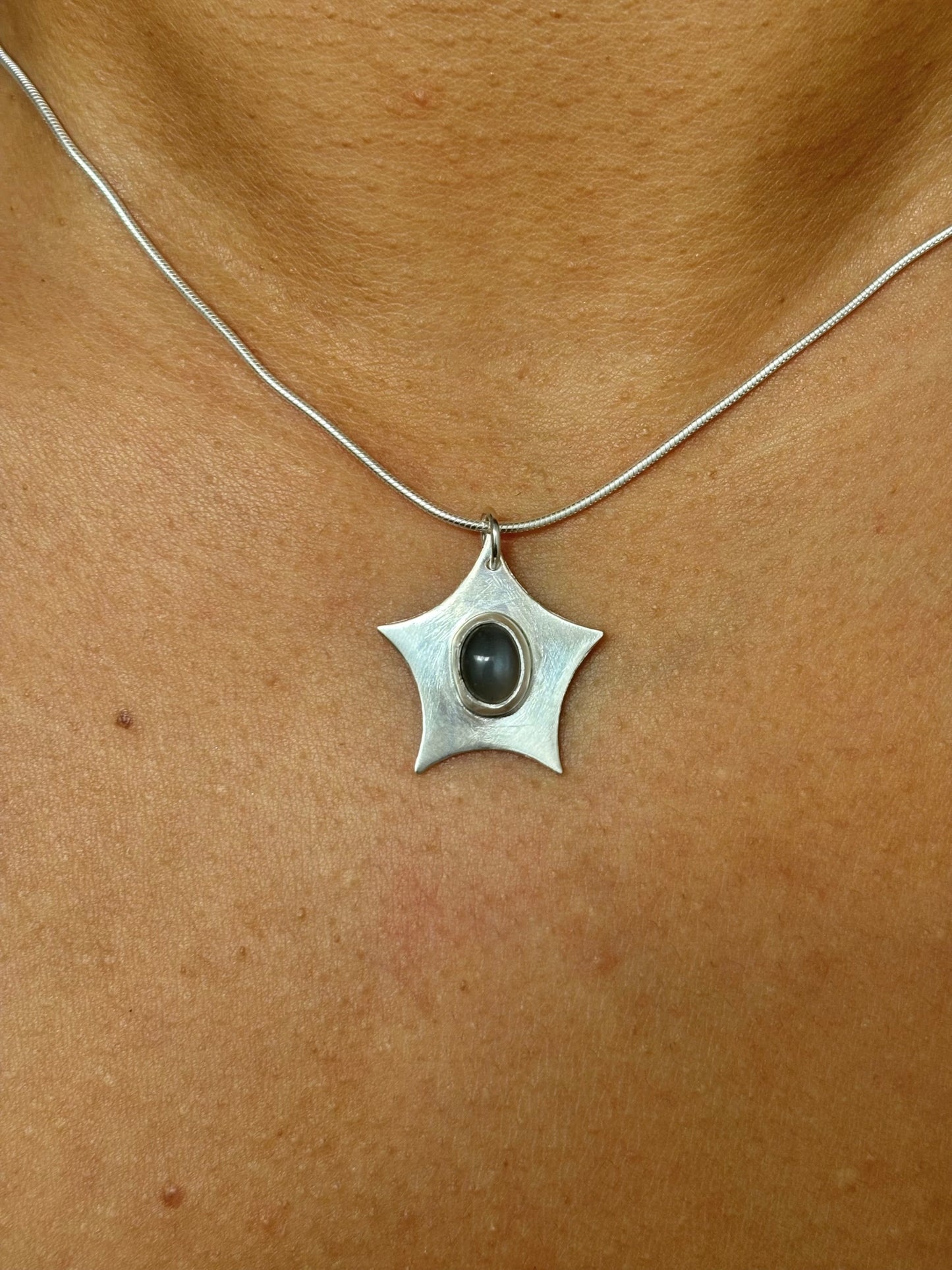 Gray Moonstone Star Necklace
