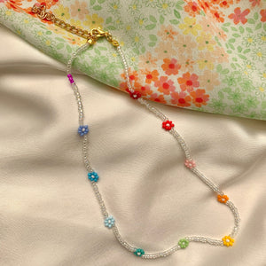 Clear Rainbow Daisy Chain Necklace