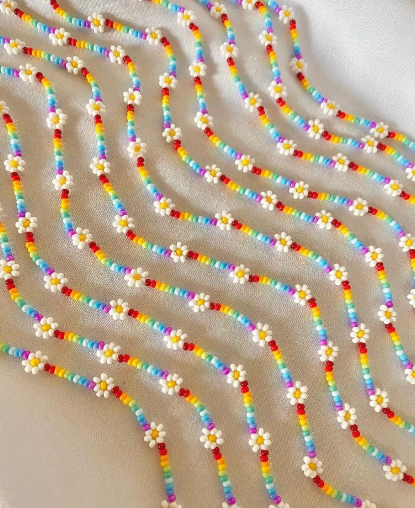 Rainbow Daisy Chain Necklace