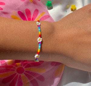 Rainbow Daisy Chain Bracelet