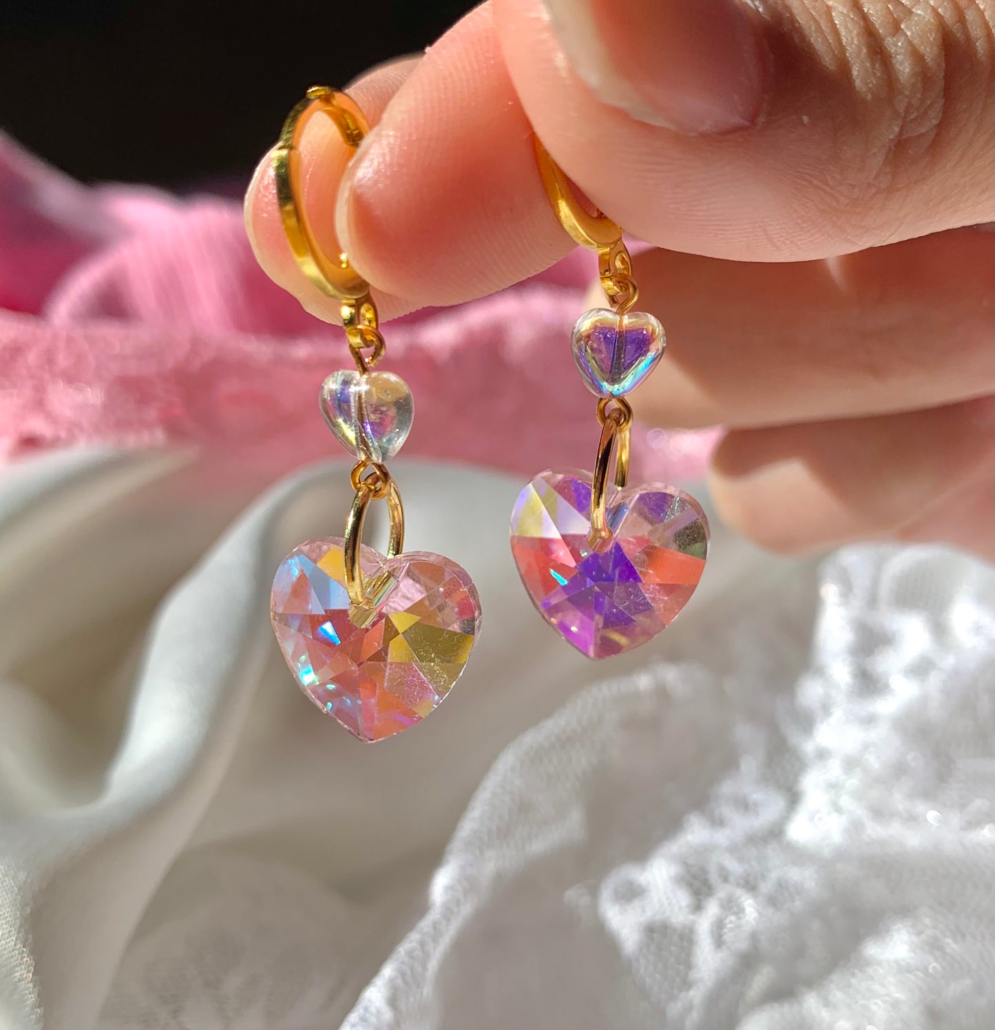 Pink Iridescent Hearts