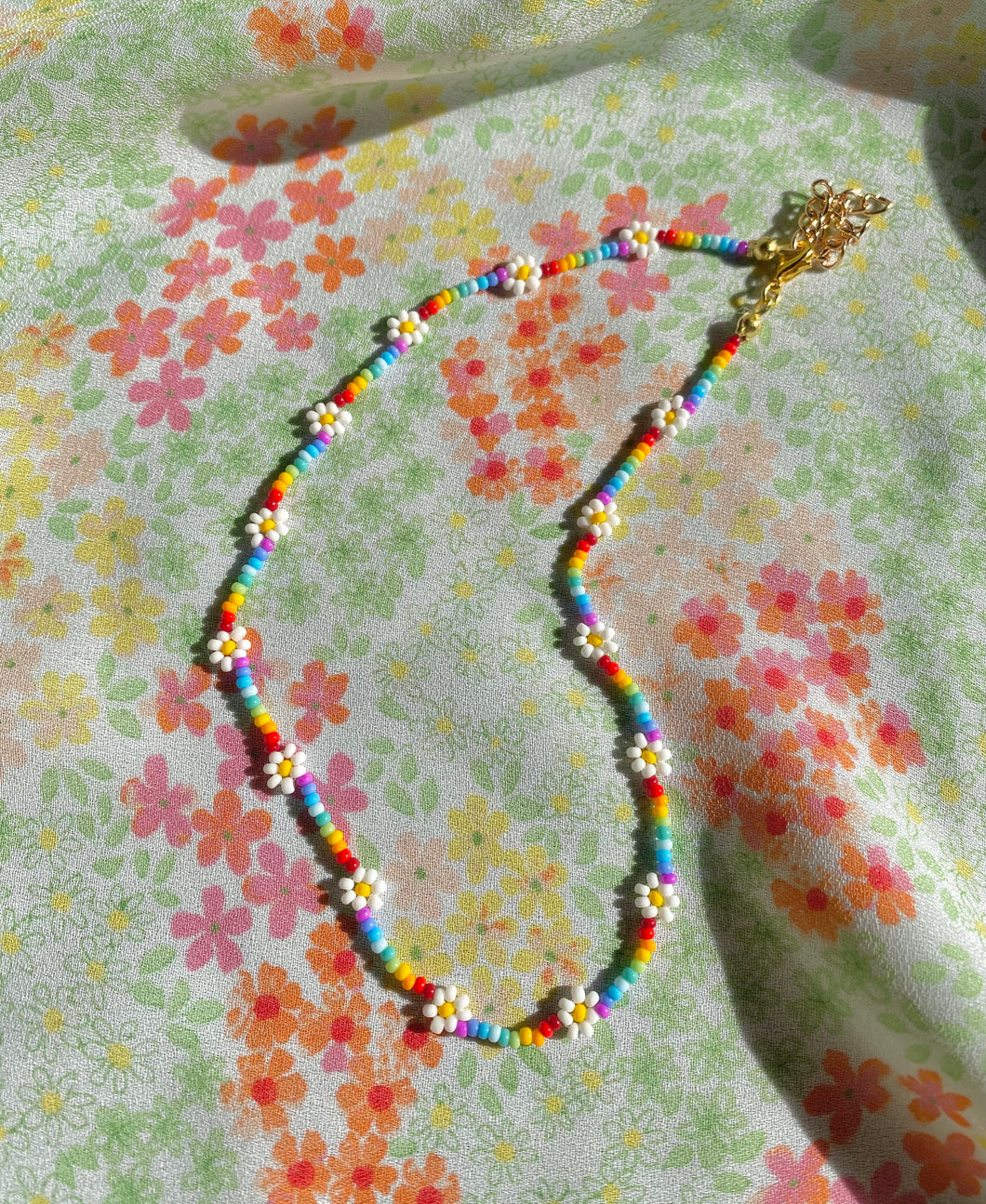 Rainbow Daisy Chain Necklace