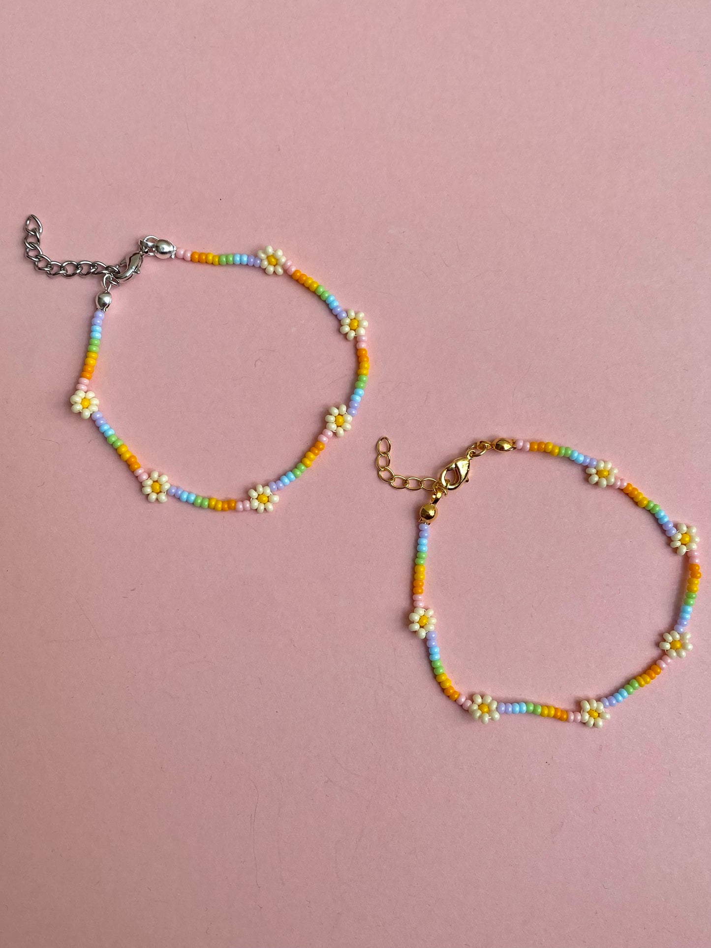 Pastel Rainbow Daisy Bracelet