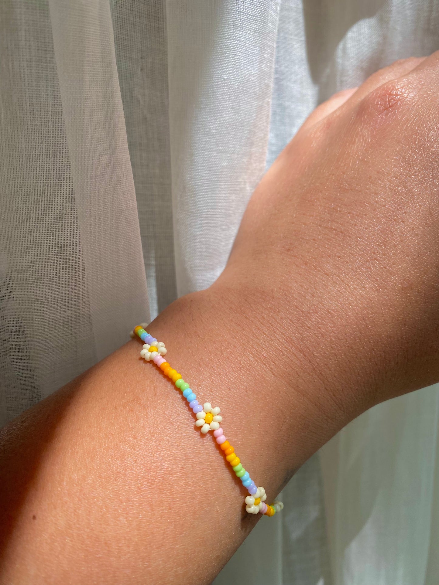 Pastel Rainbow Daisy Bracelet